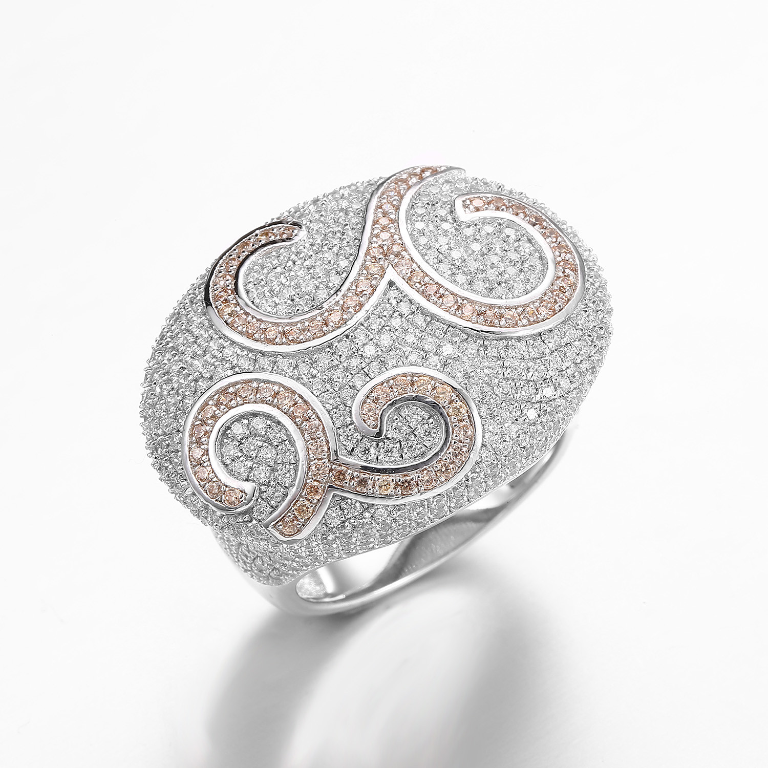Cubic Zirconia Mens Silver Patterned Rings 13.8g Sterling Silver Engraved Ring