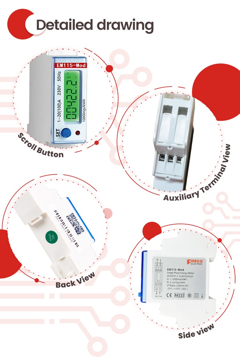 EM115-Mod 230V 100A Single-Phase Electric Meter with Jammer Stable Performance