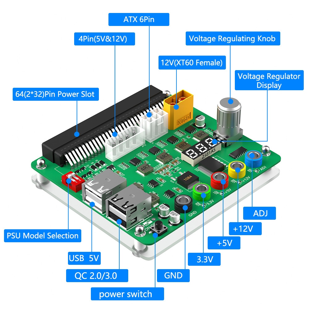 Power Supply Server PSU Breakout Board QC 2.0 For HP DELTA FUJITSU