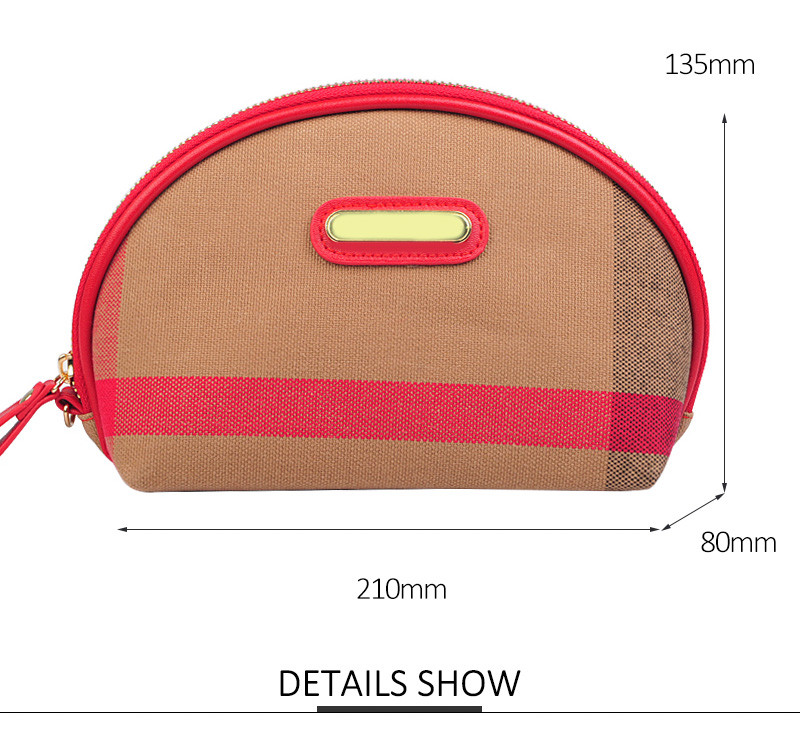 Waterproof Canvas Handle Cylinder Makeup Cosmetic Bag Case for Travel