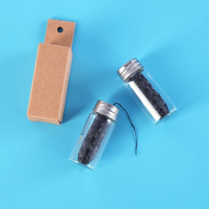 Compostable Silk Corn Bamboo Charcoal Dental Floss With Glass Bottle