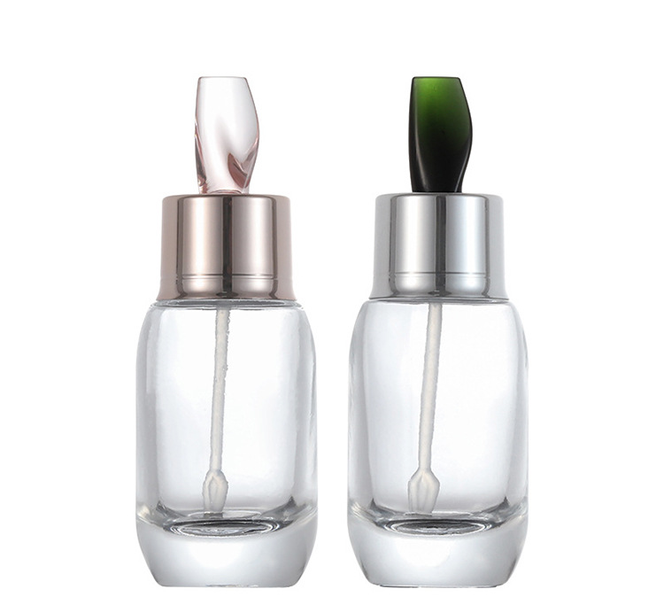 Skin Care Serum Cream Bottles 15ml 30ml 50ml Clear Green Glass Designs with Stirring Stick Customizable