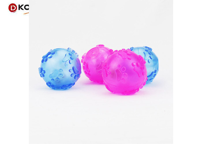 Elastic Light Up Balls Pink / Blue Color Rubber Material For Dog / Cat Molar