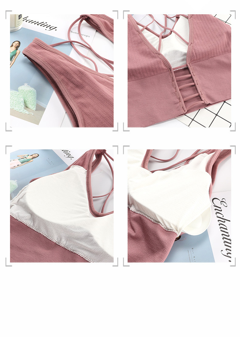 Comfortable Cotton Underwear, Breathable and Removable Foam Pad Sports Bra Lingerie