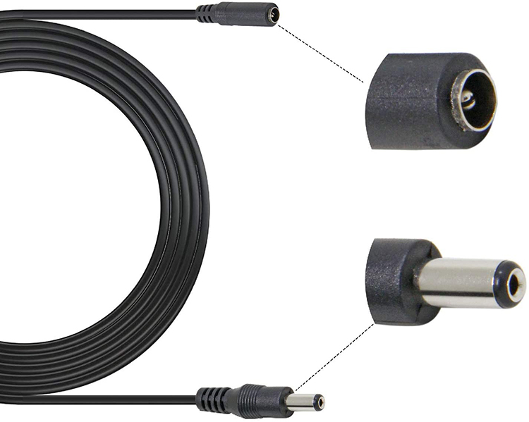 CUSTOM 1m Male to Female Male to Male 2.1x5.5 mm DC Power Extension Cable