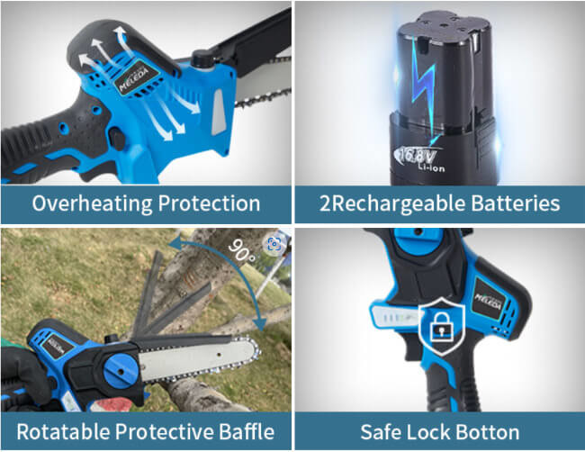 Brushless Electric 6 Inch Chainsaw Li Ion Battery Woodworking