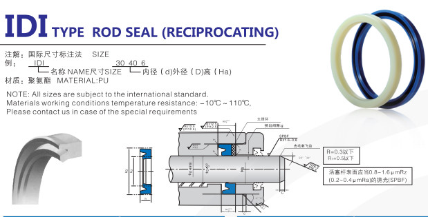 High Precision Hydraulic Cylinder Rod Seal IDI ISI Rod Seal Hydraulic U Cup Seals
