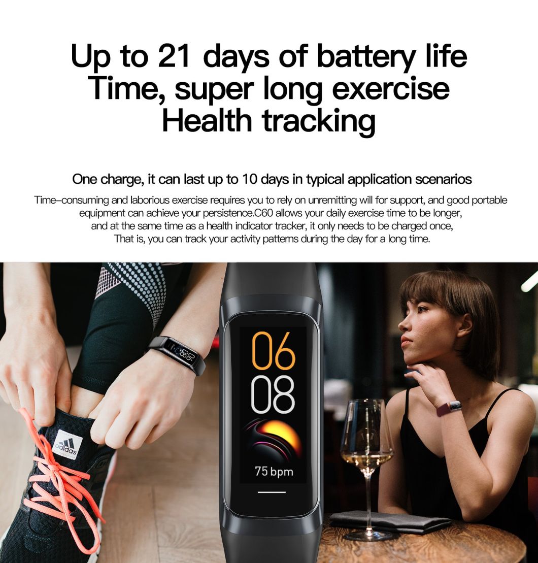 Reloj Inteligentes Zc60 Bracelet Bt Call Wireless Charging Smart Watch Zc60 M4 M6 Information Receiving Smart Watch Bracelet