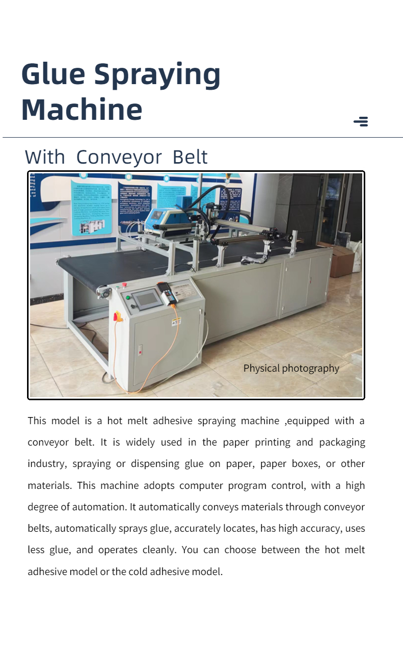 800*600mm Glue Range Size Hot Melt Adhesive Spraying Machine for Box Folding and Gluing