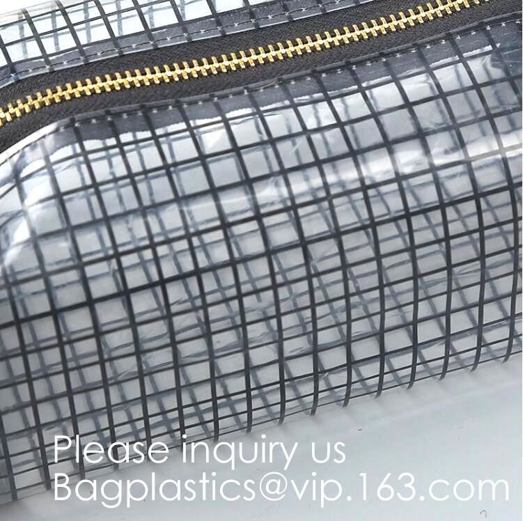 Clear Zipper Pouch with Strap Makeup Bag PVC Cosmetic Pouch,Printing Clear k Cosmetic PVC Pouch, bagease, bagplast