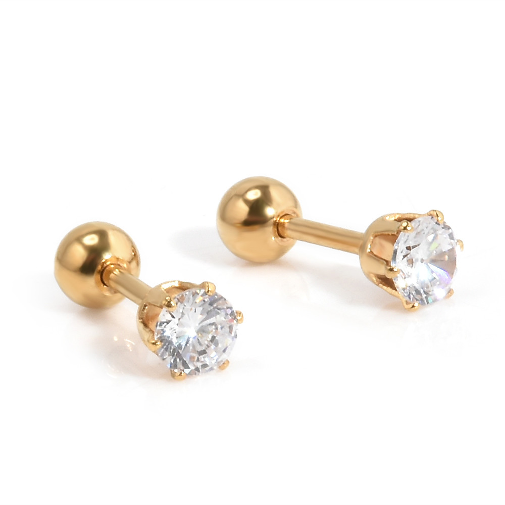 3 Colors High quality titanium steel Zircon Stud Earrings Piercing Stud Earrings for women Elegant Jewelry Fashio