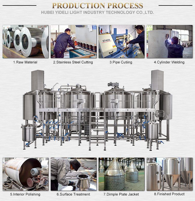 2000L 3 Vessel Brewhouse Fired Direct Heating Manual Beer Brewery Equipment