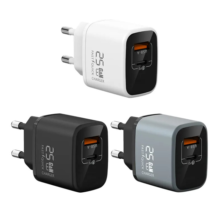 GaN Charger PD 25W 2 Port USB C Fast Charging Adapter USB C Charger Block