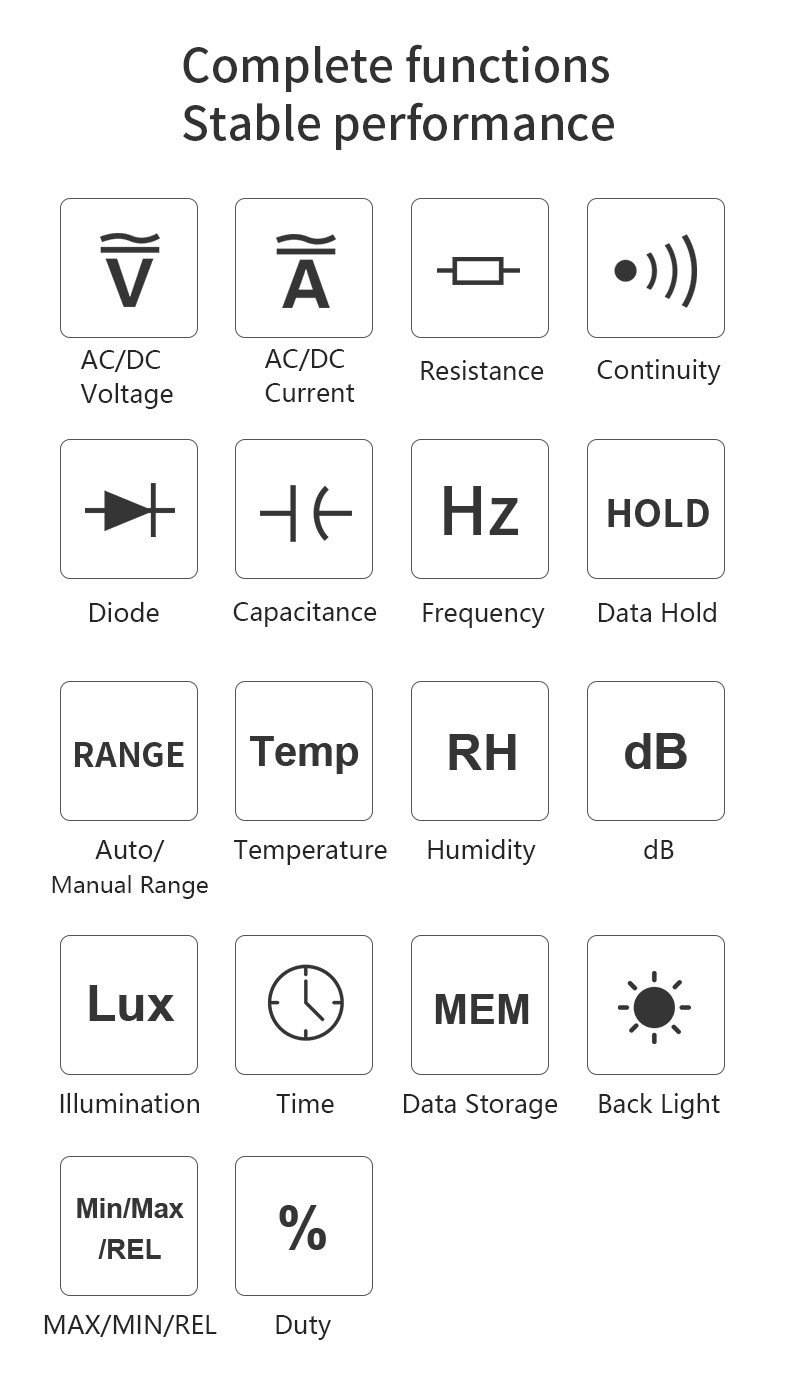 Commercial Auto Range Digital Multimeter With Relative Sound Level Meter Function