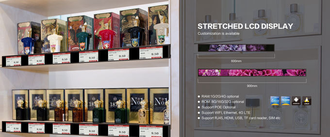 28'' Ultra Wide Stretched Displays Digital Signage For Supermaket Shelf Edge Advertising Player