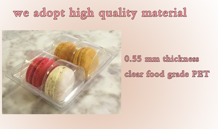 Recyclable Acrylic Plastic Macaron Packaging 4pcs Macaron Clear Box