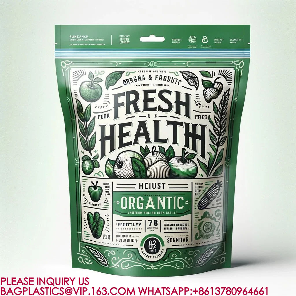 Resealable Zip Stand-Up Pouch Candy Snack Cookie Bag Plastic Packaging Aluminum Foil Bag