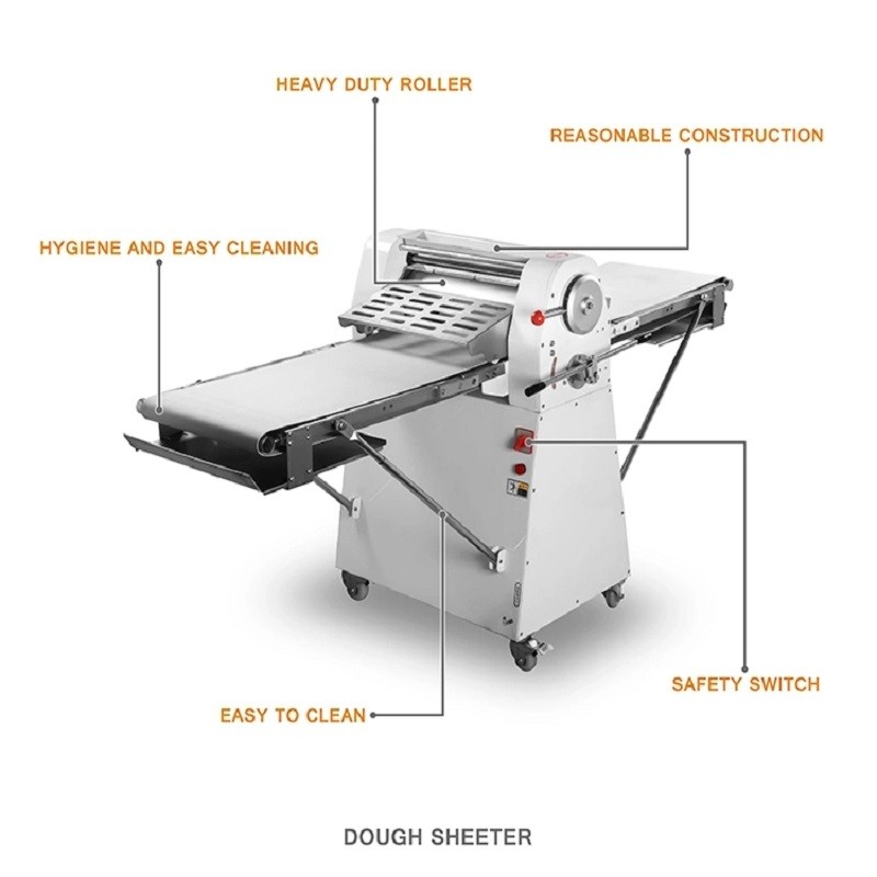 Stand Type Roller Length 520mm SS Croissant Dough Sheeter Machine 0.4KW