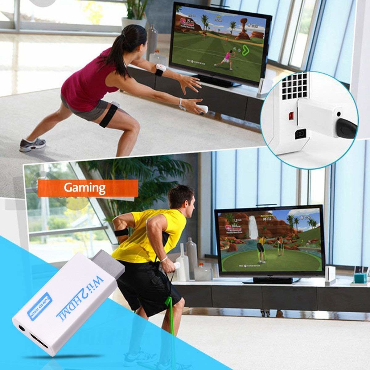Wii to Converter Adapter with 3ft High Speed Cable Wii2 Adapter Output Video Audio with 3.5mm Jack Audio