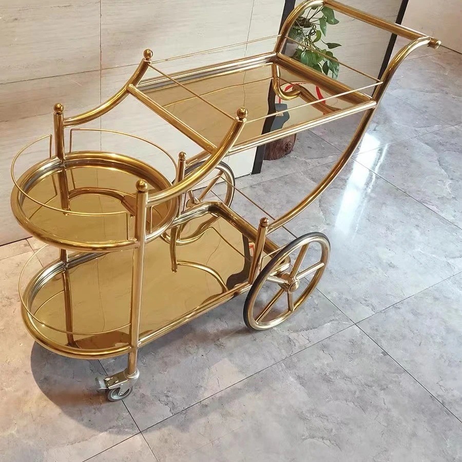 Commercial Bar Trolley Hotel Restaurant Furniture Metal Venue Mobile Delivery Trolley