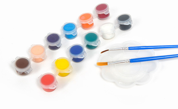 Assorted colors Plastic Easter eggs with Acrylic paint and brush for KIDS DIY painting Wooden and Plastic Easter Eggs