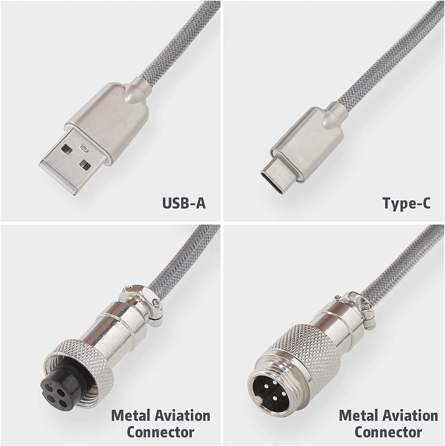 Coiled Custom USB Cables Double Sleeved Wire For Mechanical Gaming Keyboard