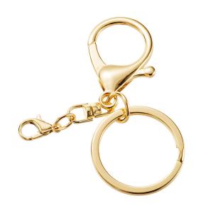 25mm Custom Flat Split Ring Gold Key Rings With Chain