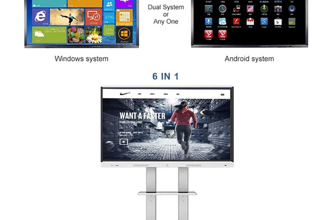 Android ROM 32G 65'' Touch Display Interactive Meeting Room Screens Black
