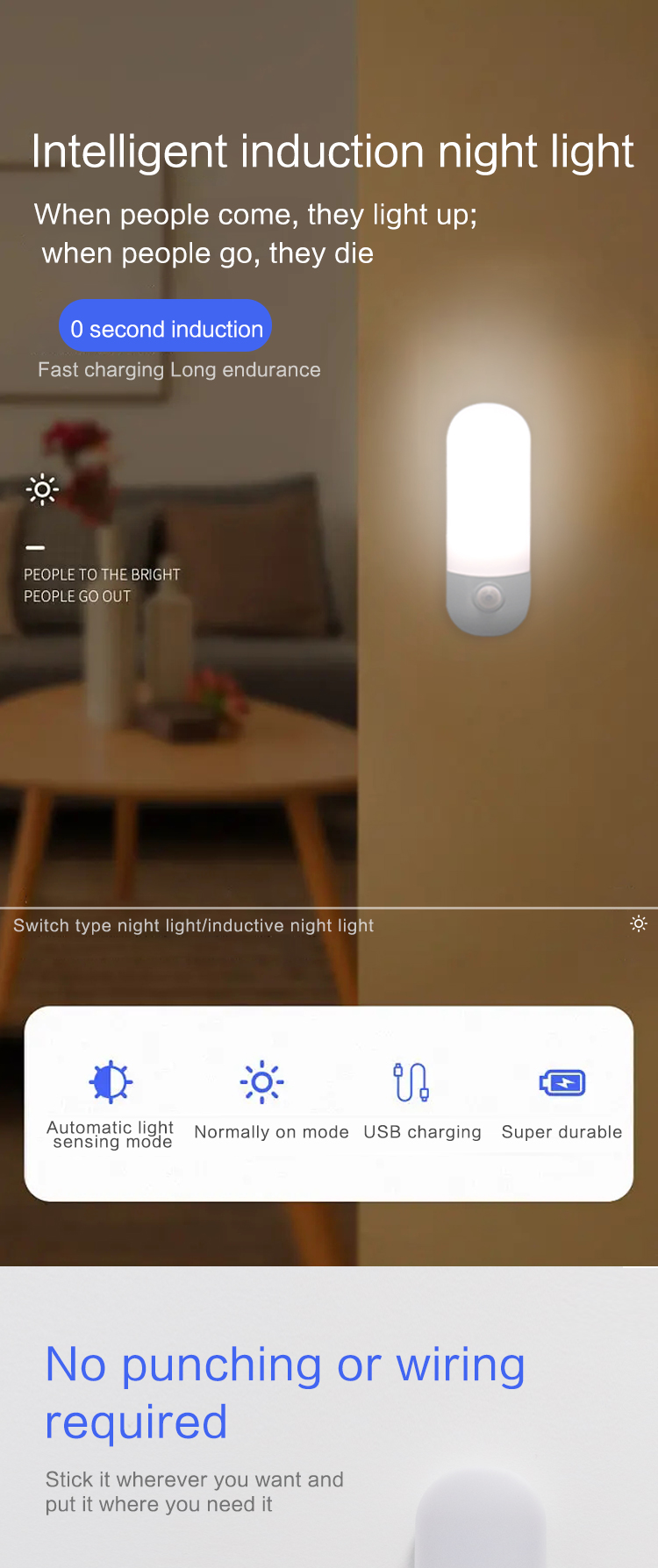 5000K PIR Sensor Cabinet Light Motion Sensor LED Light 1.5W