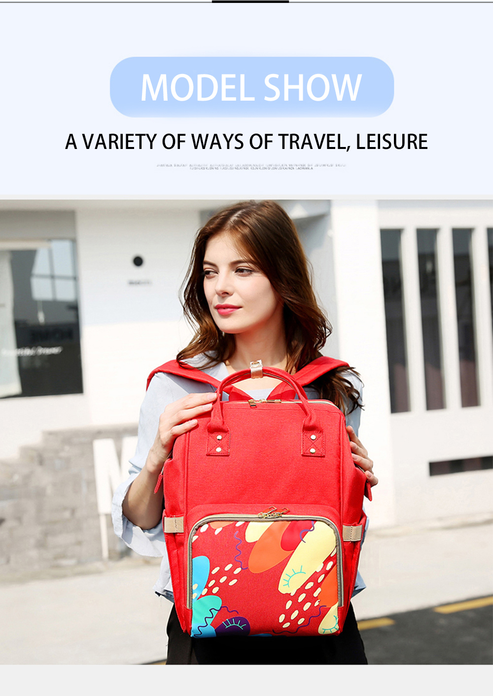 Water Resistant Red 17L Changing Bag Backpack Large Capacity 0.55kg