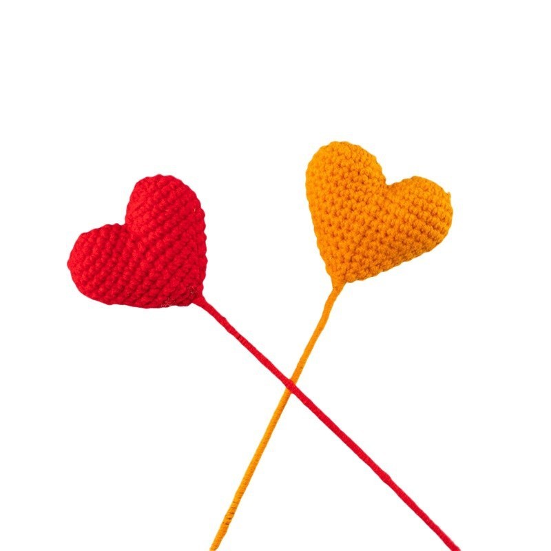 Finished Product Love Heart Wool Knitting Hand Crochet Creative Artificial Flower Bouquet