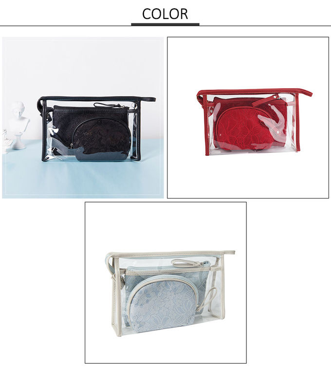 Zipper Transparent PVC Cosmetic Bag 3 Pieces Set