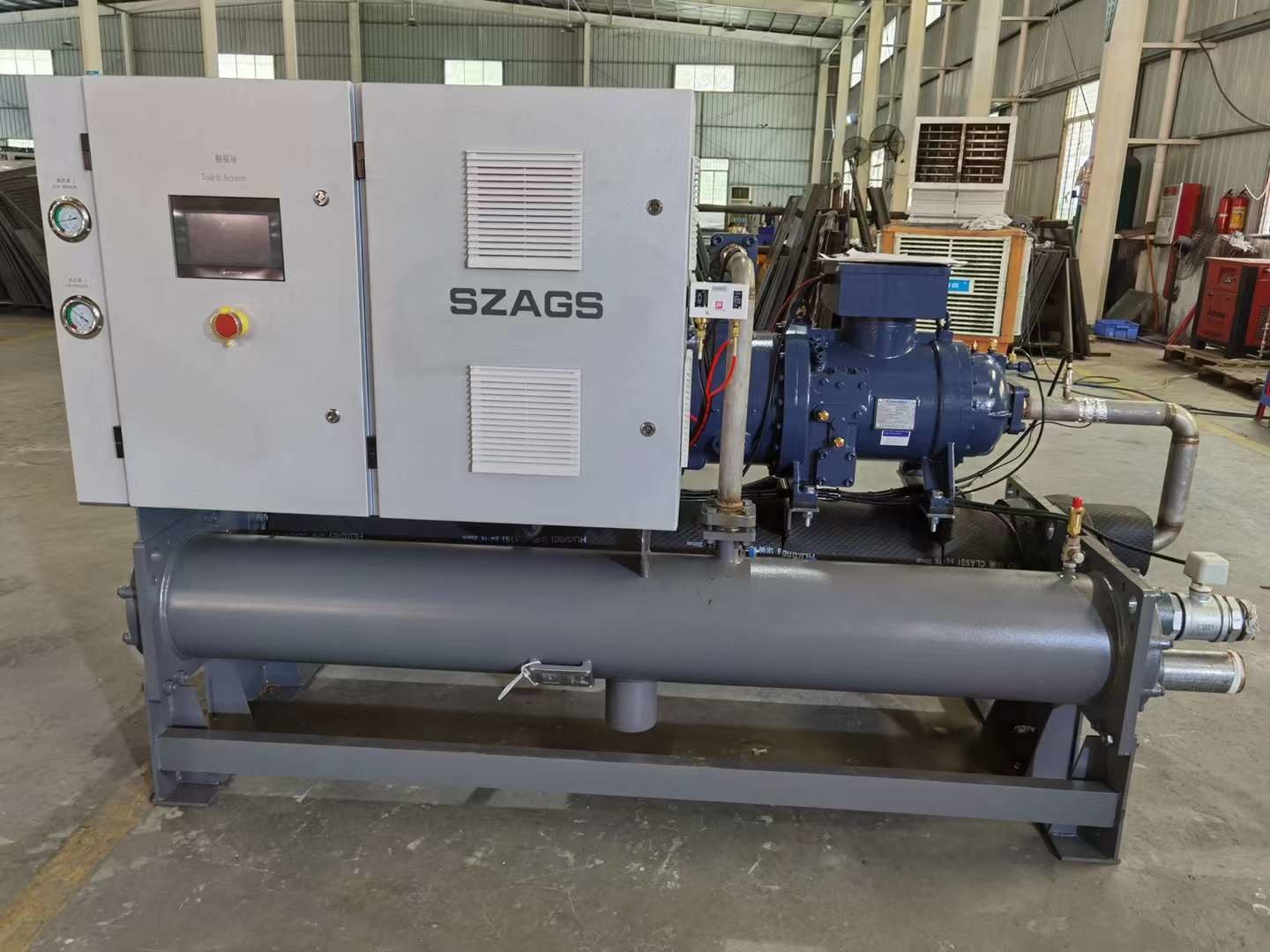 100HP Water Cooled Screw Indoor Industrial Chiller 100HP Cooling Water Chiller For Reactor