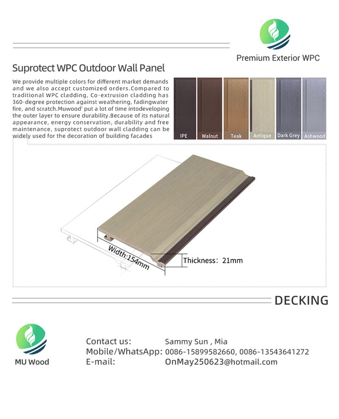 Commercial WPC Interior Wall Cladding Panel Wood Plastic Composite