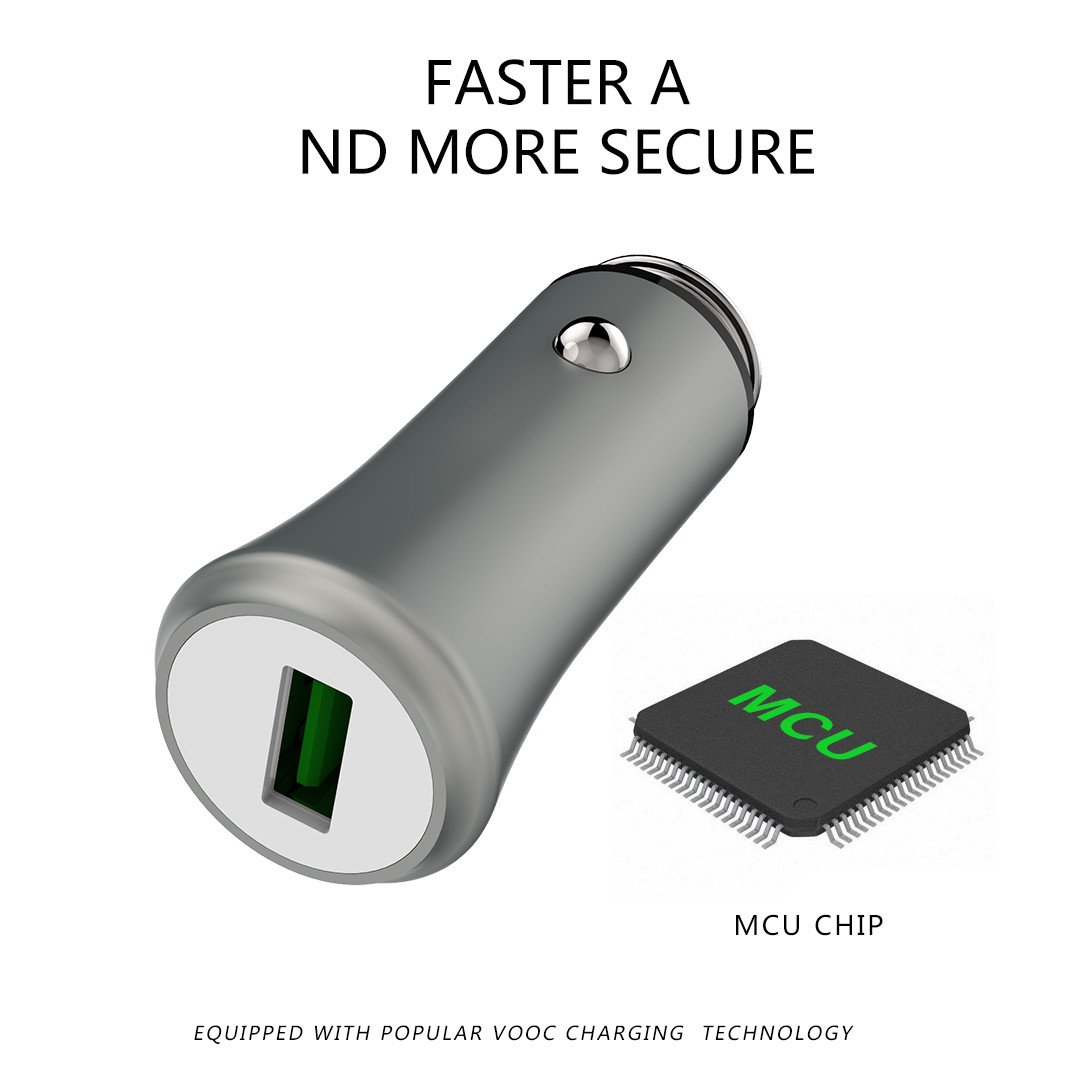 3.6A 18W FAST USB CAR CHARGER with Monitoring Aluminum Alloy Multi colors for OPPO and smart phones