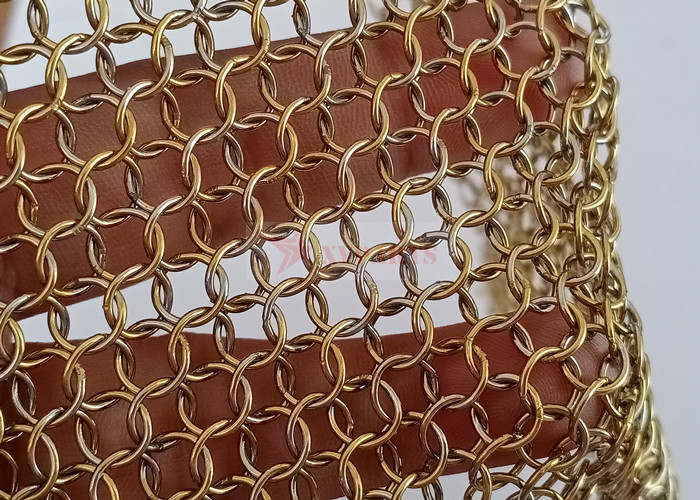 Brass Ring Mesh Curtain For Halls Space Divider 1.5 X 15 Mm