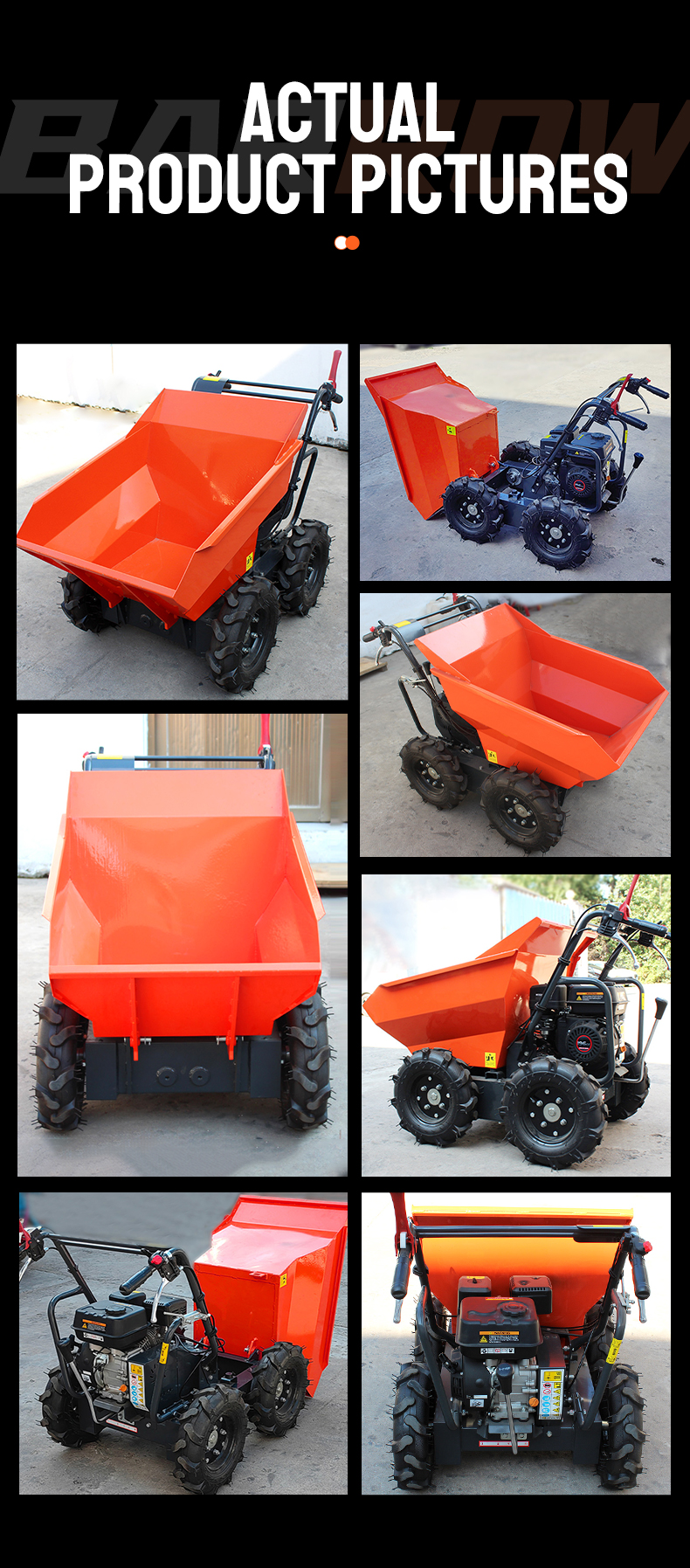 300 Kg/500 Kg/800 Kg Hydraulic Tracked Gasoline/Diesel Mini Dumper with EPA Engine