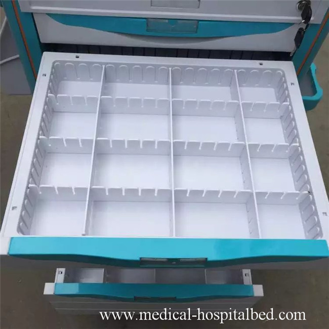Manual Medical Crash Cart For Clinic With ABS Plastic Top Board