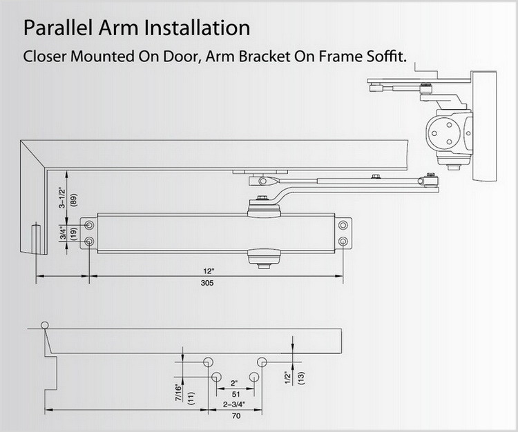 Delayed Action Hold Open Arm Door Closer D8016T，Aluminum Hold Open Door Closer