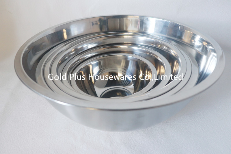 24cm Kitchen Utensil Soup Deep Basin Mirror Polishing 201 Stainless Steel Round Salad Bowl