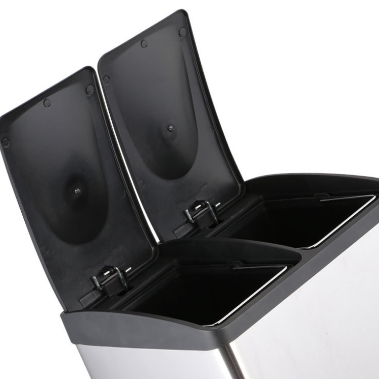 Hotel 36L Rectangular Pedal Trash Bin Double Bucket with Lid Trashcan