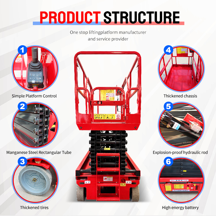 320kg Weight Rough Terrain Scissor Lift Platform With High Operating Efficiency Made