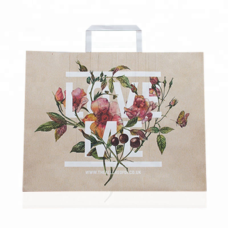 Matt Varnish Ribbon Handle Gift Bags CCNB Brown Paper Party Bags