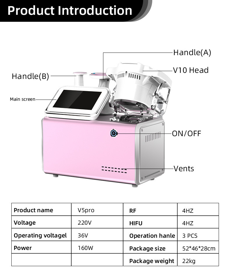 Beauty Cellulite Removal Equipment , V5 Pro Skin Tightening Laser Fat Reduction Machine