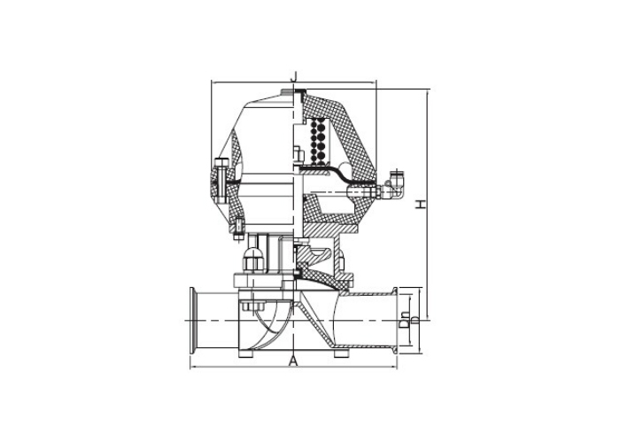 Dimension of Clamped Pneumatic Diaphragm Valve