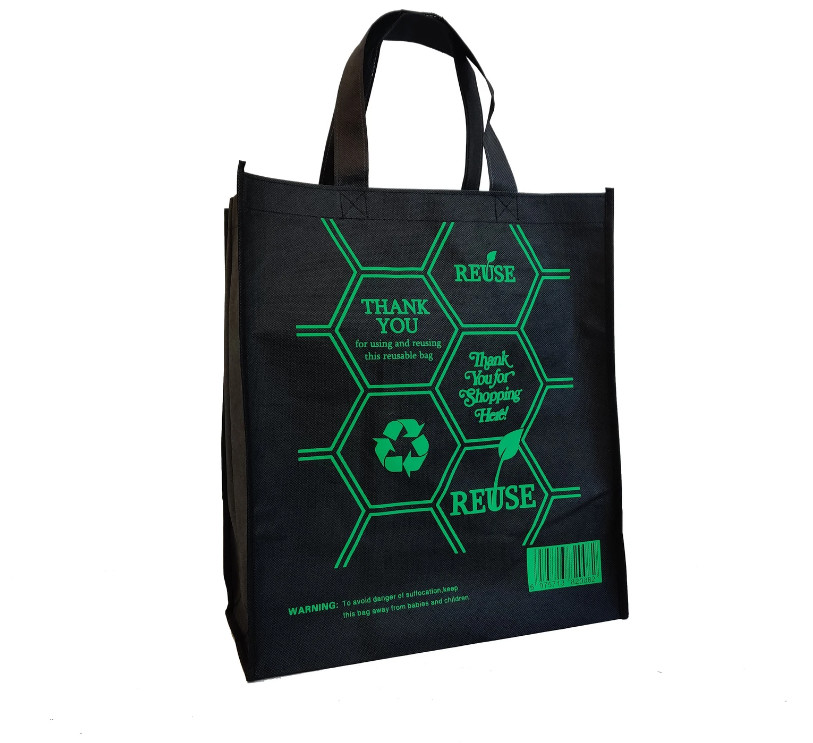 Reusable Grocery Bags Large Non Woven Shopping Bags Foldable Portable Tote Custom Eco-Friendly Tote Bag With Logo Printing Fashionable Handled Non