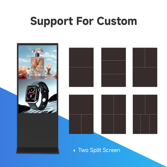 89 Visual Angle Floor Standing Digital Signage 1920 X 1080 Resolution 65''