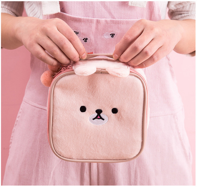 Portable Zipper Clutch Coin Purse Cute Plush Pouch Bag For Girl