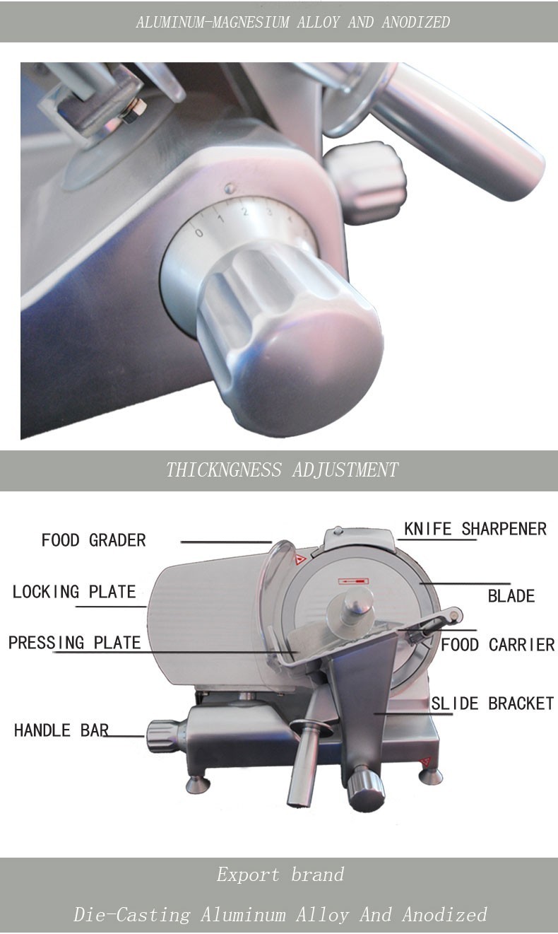 Electric Meat Slicer Food Processing Equipments Blade Dia.350mm Aluminum Magnesium Alloy Material