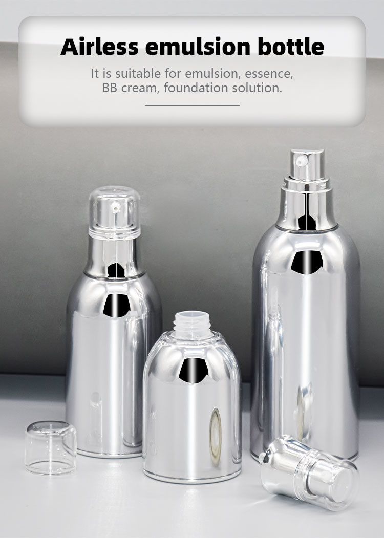 Acrylic Skincare Cosmetic Airless Bottle Full Electroplating Vacuum Bottle 30ml 50ml 100ml